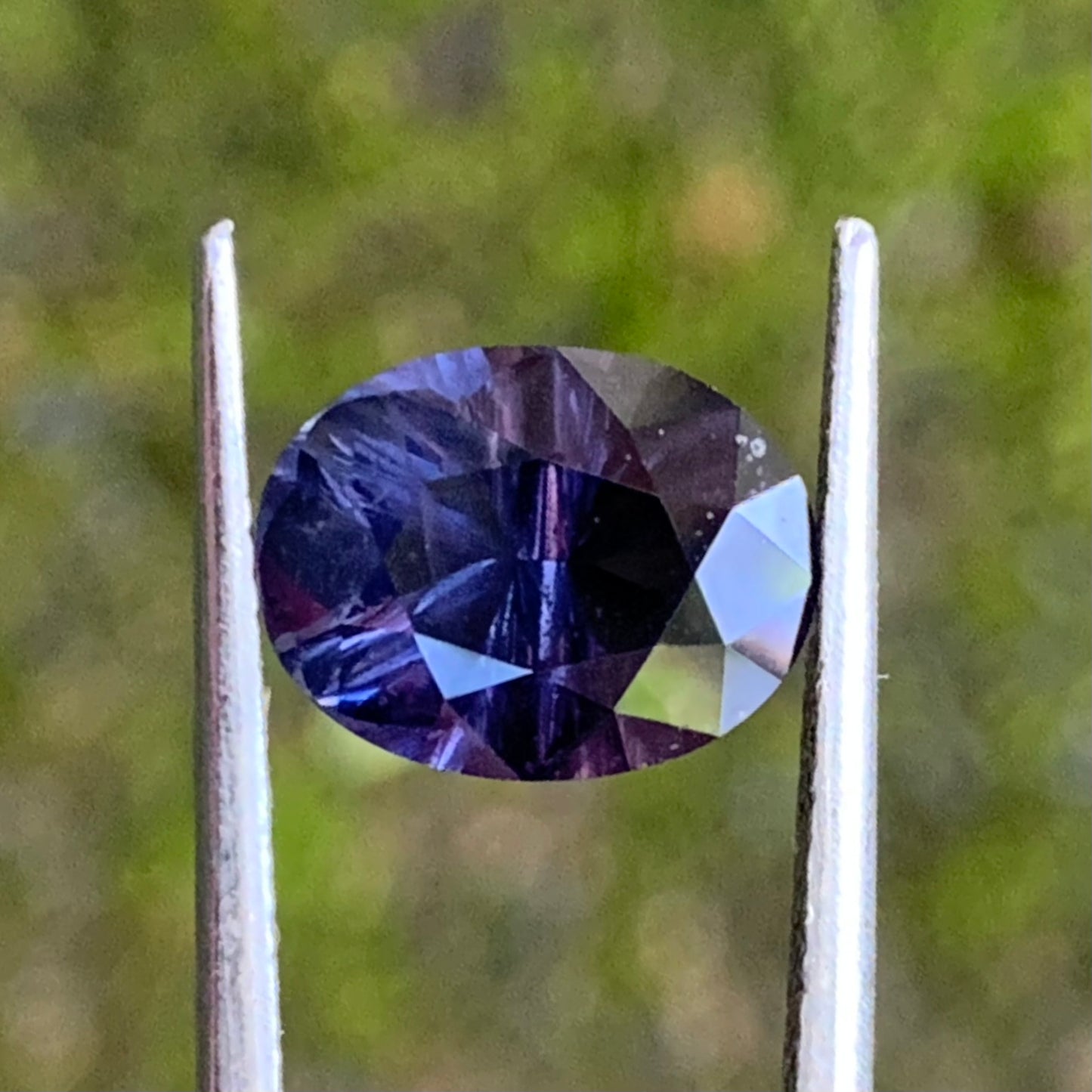 Deep Purple With A Velvet Touch Spinel Concave Cut / Fantasy Cut Oval 3.13 Ct Natural Loose Gemstone From Sri Lanka