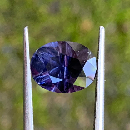 Deep Purple With A Velvet Touch Spinel Concave Cut / Fantasy Cut Oval 3.13 Ct Natural Loose Gemstone From Sri Lanka
