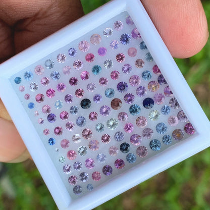 Unheated Sapphire 1 mm - 2.6 mm Rounds 4.4 Ct Multicolor Loose Gemstone Parcel of 114 Stones