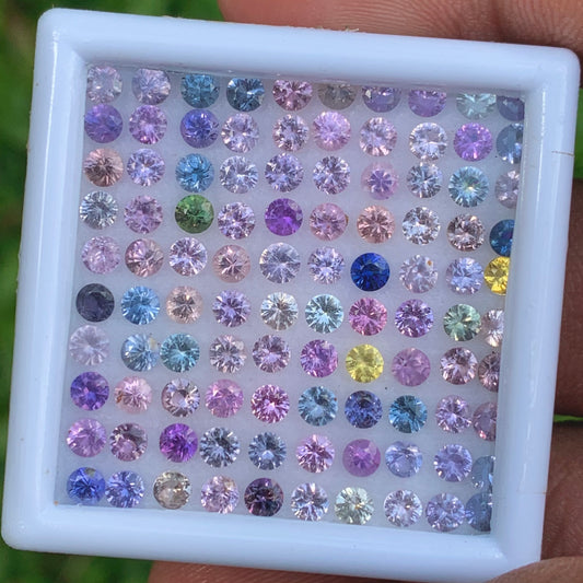 Unheated Sapphire 2.7 mm - 2.9 mm Rounds 10.75 Ct Multicolor Loose Gemstone Parcel of 100 Stones