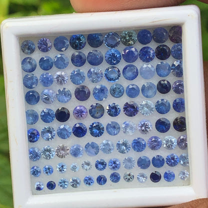 Blue Sapphire 2 - 3.5 mm Rounds 10.20 Ct Loose Gemstone Parcel 95 of Stones