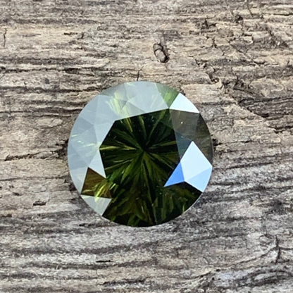 Green Zircon Round 2.84 Ct Concave Cut Natural Heated Only Loose Gemstone