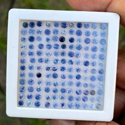 Blue Sapphire 2.3 - 2.7 mm Rounds 13.66 Ct Loose Gemstone Parcel of 132 Stones
