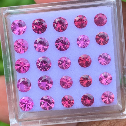 Red Garnet 3 - 3.5 mm Fantasy Concave Cut Rounds 4.50 Ct / 25 Stones Parcel of Natural Loose Gemstones From Sri Lanka