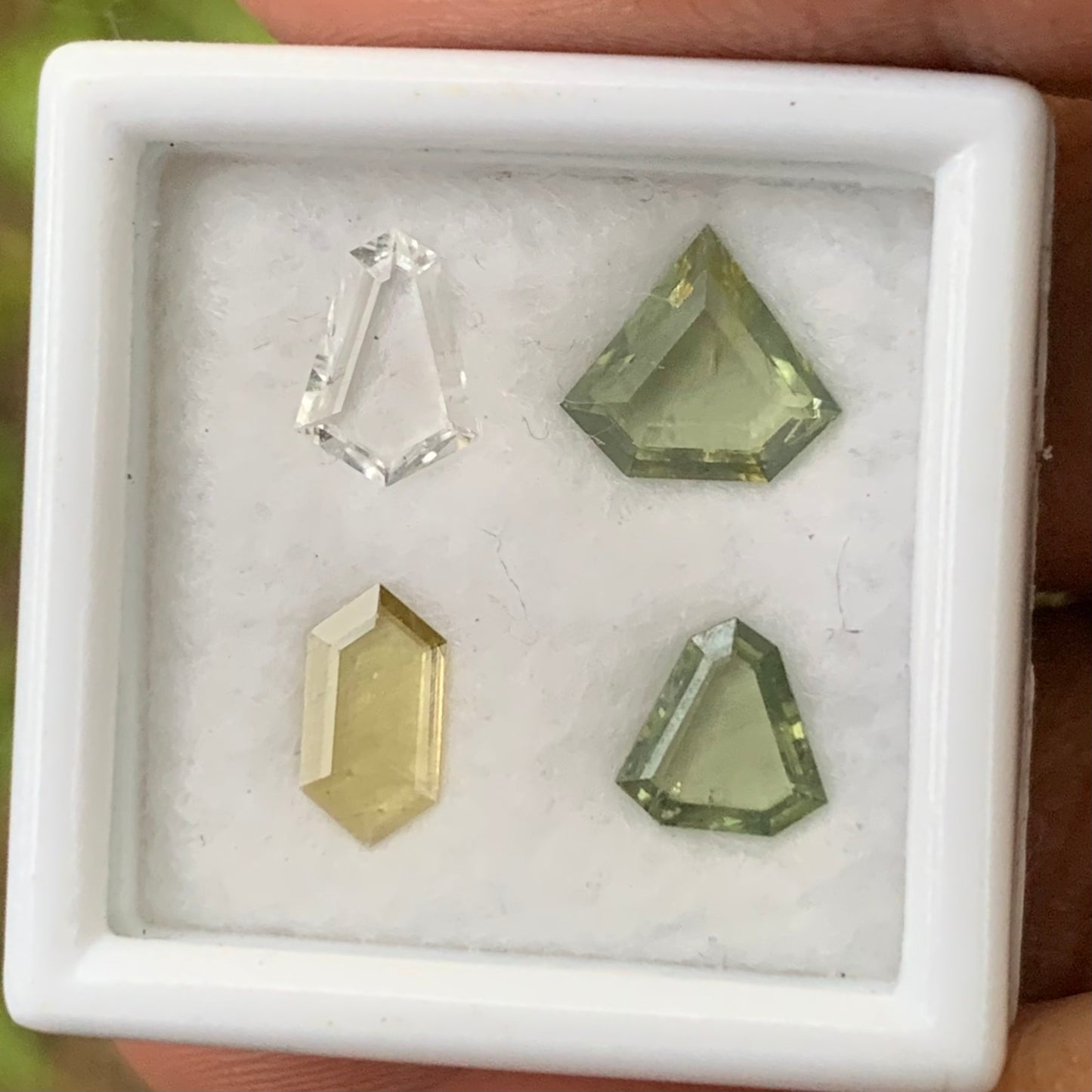 Zircon Portrait Cut Multicolor Geometric Shape Tablets Natural Loose Gemstone Parcel 2.11 Ct / 4 Gemstones From Sri Lanka