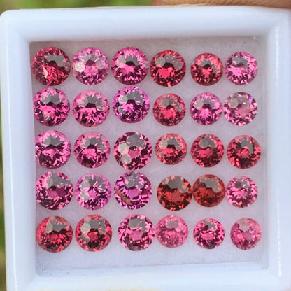 Red Garnet 3 - 3.5 mm Football Cut Rounds 5.35 Ct / Stones Parcel of Natural Loose Gemstones From Sri Lanka