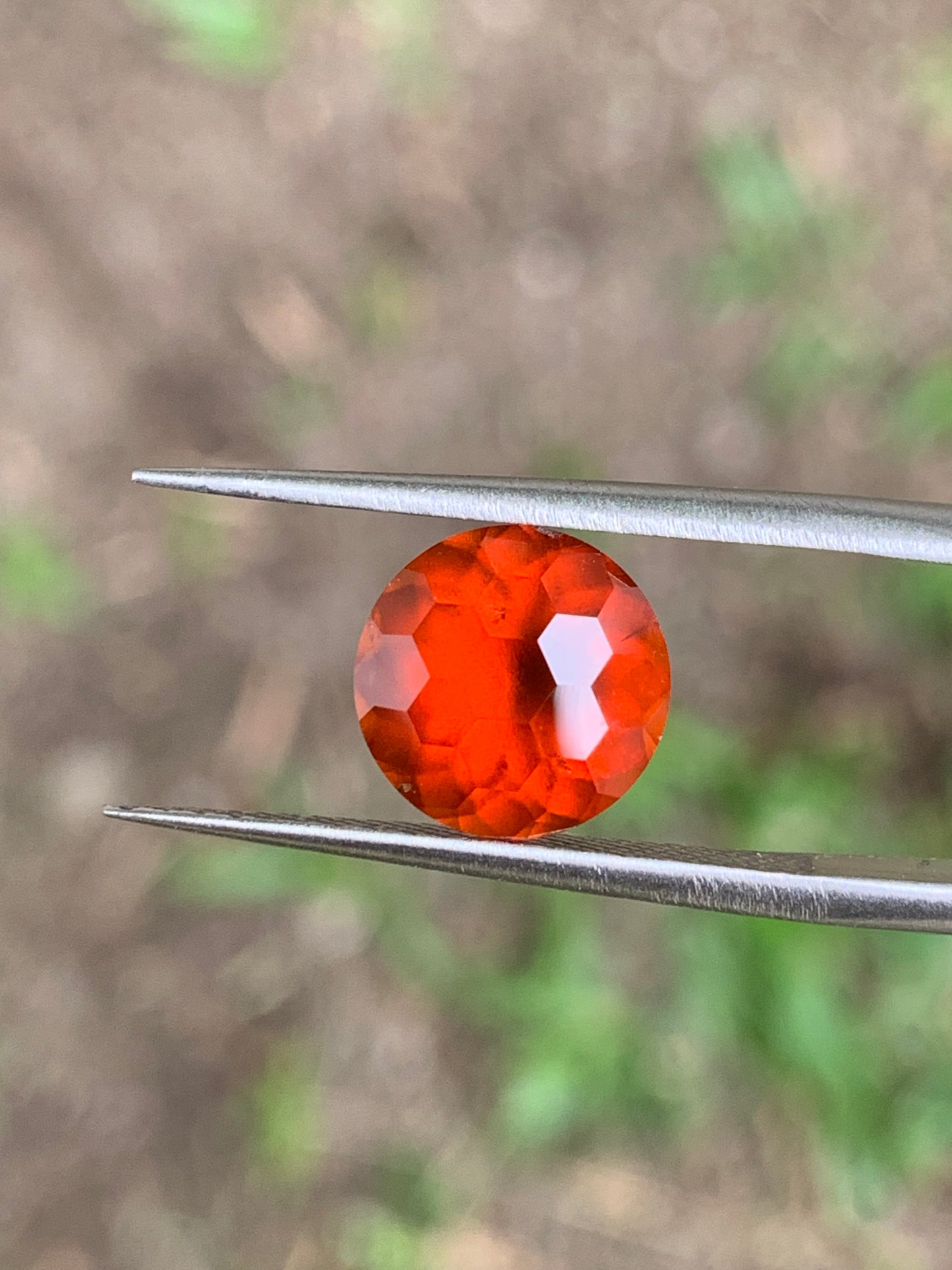Orangish Garnet Round 8.7 mm / 3.15 Ct Fancy Football Cut Loose Gemstone For Contemporary Jewelry