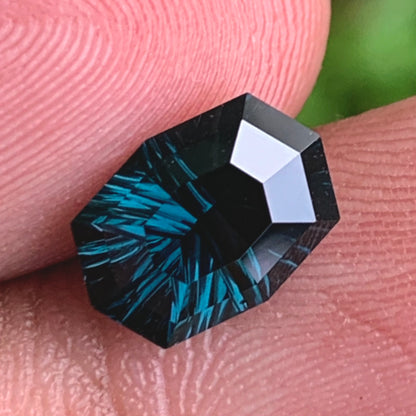 Teal Blue Spinel Concave Fantasy Cut 2 Ct Modified Cushion Natural Loose Gemstone
