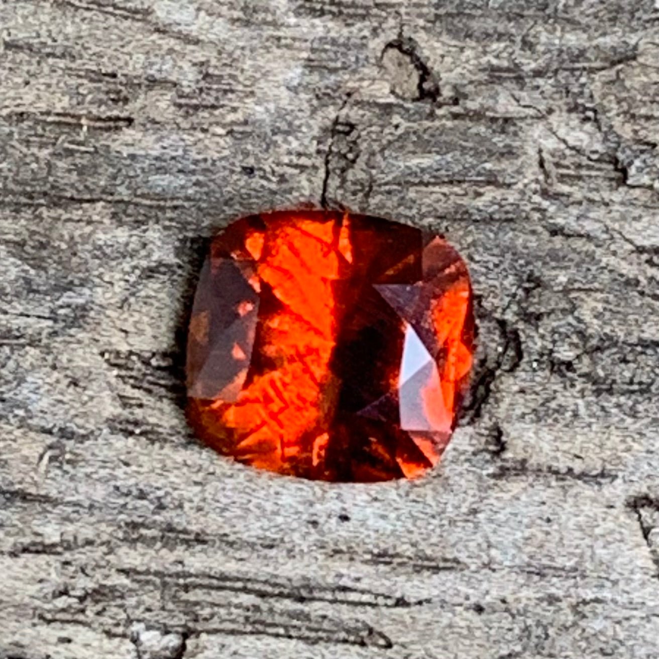 Orange Hessonite Garnet Cushion 0.69 Ct Loose Gemstone For Contemporary Jewelry