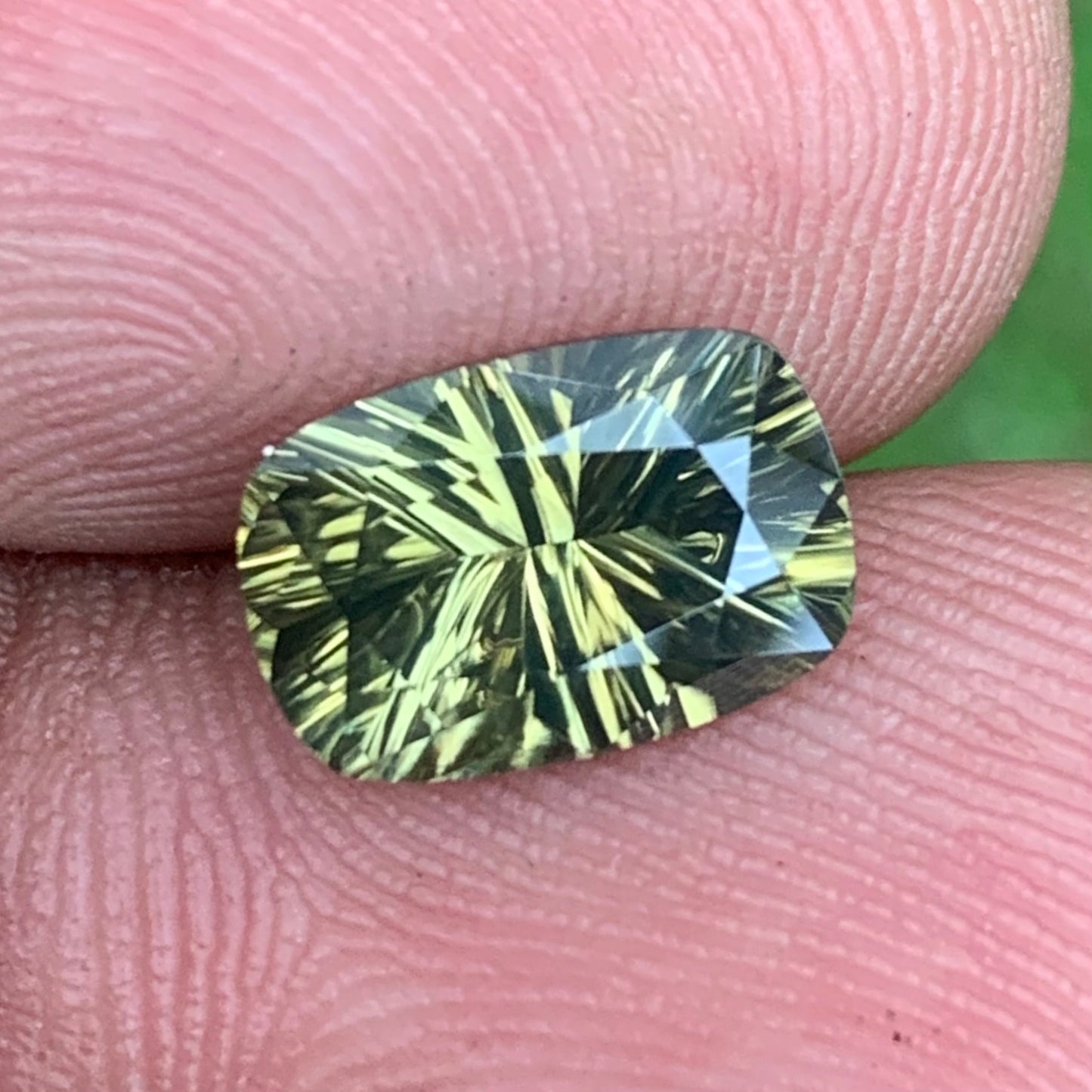 Yellowish Green Zircon 2.53 Ct Concave Cut Rectangular Cushion Natural Heated Only Loose Gemstone