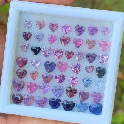 Unheated Sapphire Hearts Multicolor Loose Gem Parcel of 10.95 Ct / 50 Natural Gemstones For Fine Jewelry