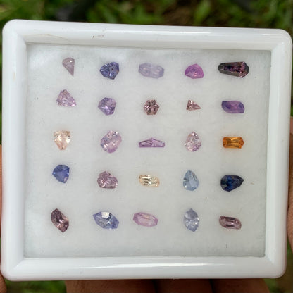 Sapphire Natural Unheated Fancy Geometric Shape Loose Gemstone Parcel 7.04 Ct / 25 Gemstones From Sri Lanka