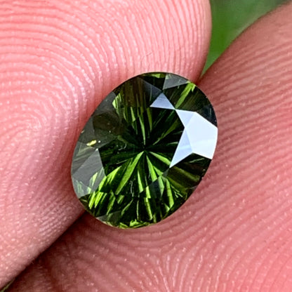 Green Zircon Oval Fantasy Cut 2.8 Ct Ceylon Natural Loose Gemstone