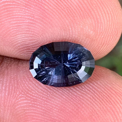 Deep Blue Spinel Concave Cut / Fantasy Cut Modified Oval 3.09 Ct Natural Loose Gemstone From Sri Lanka