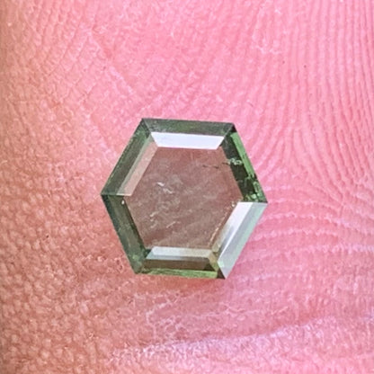 Portrait Cut Green Zircon Hexagon Tablet 0.87 Ct Natural Loose Gemstone For Jewelry
