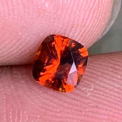 Orange Hessonite Garnet Cushion 0.69 Ct Loose Gemstone For Contemporary Jewelry
