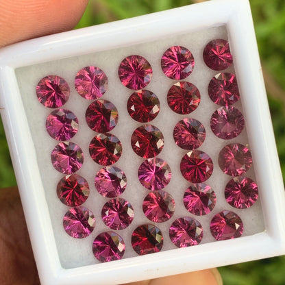 Red Garnet 4.5 - 5 mm Concave Fantasy Cut Rounds 15.80 Ct / 29 Stones Parcel of Natural Loose Gemstones From Sri Lanka