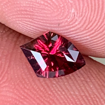Red Garnet Fantasy / Concave Cut Shield 0.95 Ct Natural Loose Gemstone For Jewelry Making