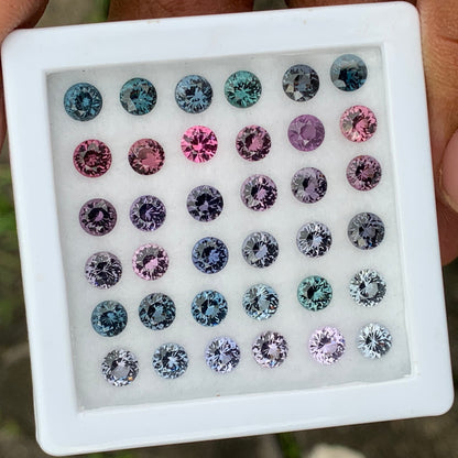 Spinel Rounds Multicolor Natural Unheated Parcel of 12.85 Ct / 36 Loose Gemstones For Jewelry Making