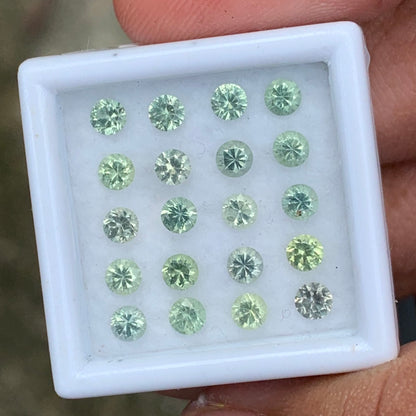 Green Sapphire 2.9 mm Rounds 2.41 Ct Loose Gemstone Parcel of 20 Stones