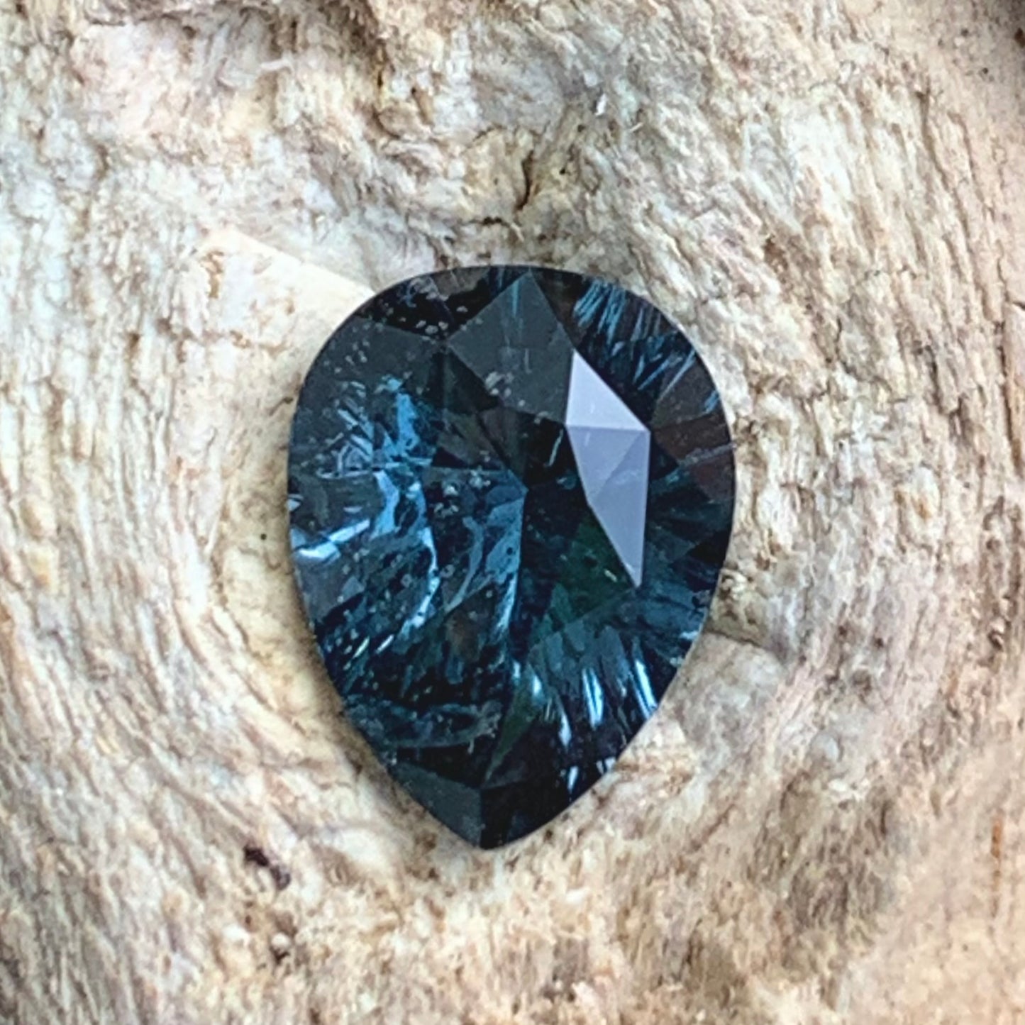 Teal Blue Spinel Concave Fantasy Cut 1.32 Ct Pear Natural Loose Gemstone