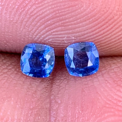 Blue Sapphire Cushion Pair 3.9 mm / 0.63 Ct Heated Only Natural Loose Gemstones for Earrings