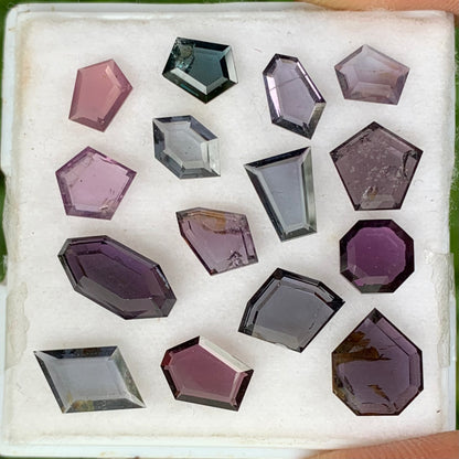 Spinel Portrait Cut Tablets of Different Geometric Shapes Natural Loose Gemstone Parcel 14.35 Ct / 15 Stones