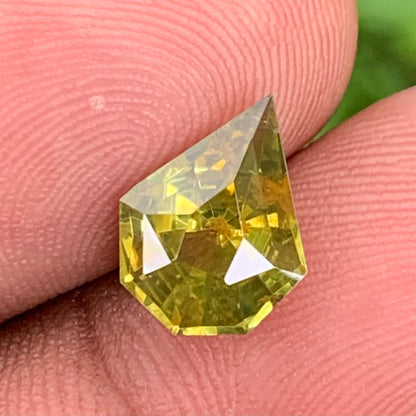 Lime Green Zircon Geometric Shape Shield 3.80 Ct Natural Unheated Loose Gemstone From Sri Lanka