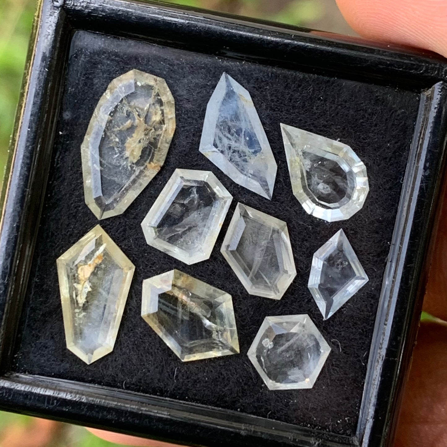 Unheated Sapphire Pale Yellow & Blue Portrait Cut Geometric Shape Tablets Natural Loose Gemstone Parcel 13.30 Ct / 8 Gemstones From Sri Lanka