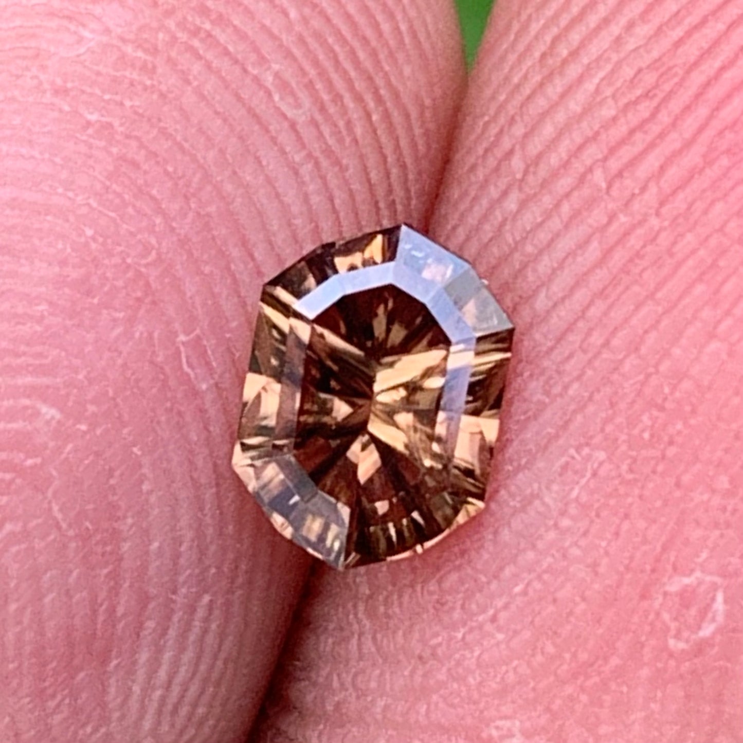 Golden Yellow Zircon Modified Oval 0.71 Ct Concave Cut / Fantasy Cut Natural Loose Gemstone for Jewelry Making