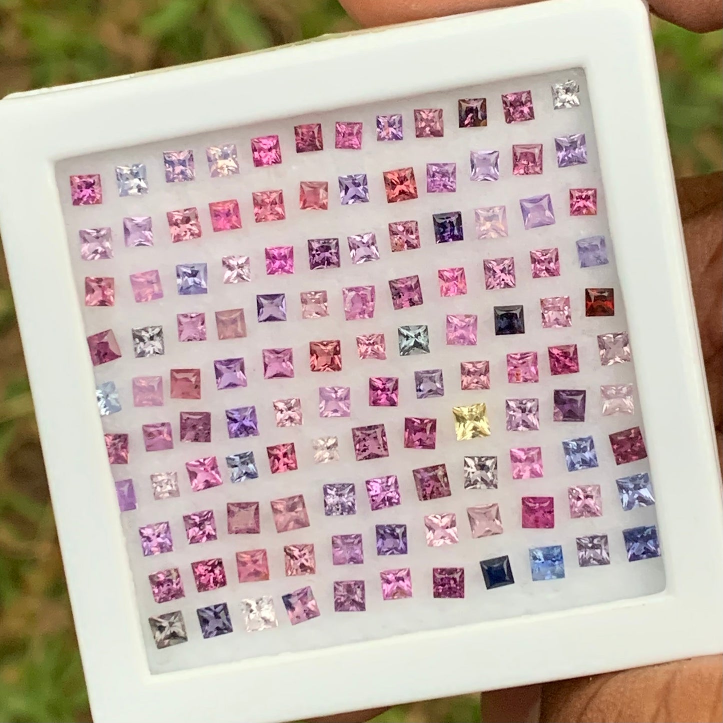Unheated Sapphire Multicolor 2 - 2.5 mm Princess Cut Square 9.47 Ct / 117 Natural Loose Gemstone Parcel from Sri Lanka