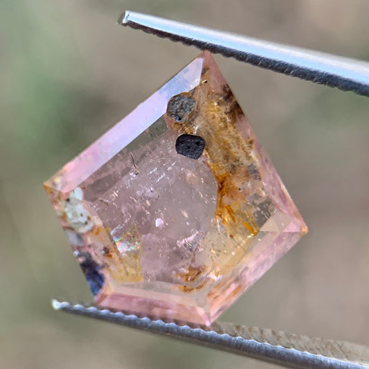 Orangish Pink Padparadscha Sapphire Portrait Cut Tablet 3.87 Ct Natural Loose Gemstone