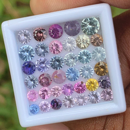 Unheated Sapphire 2.5 - 4.5 mm Rounds 6.75 Ct Multicolor Loose Gemstone Parcel of 37 Stones