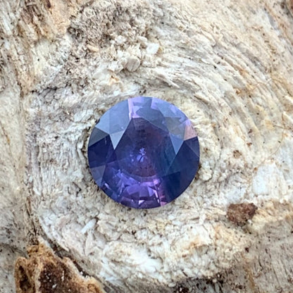Purplish Blue Bicolor Sapphire 6.4 mm Round 1.06 Ct Heated Only Natural Loose Gemstone For Jewelry Making