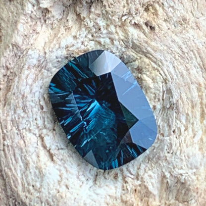 Teal Blue Spinel Concave Fantasy Cut 1.32 Ct Rectangular Cushion Natural Loose Gemstone