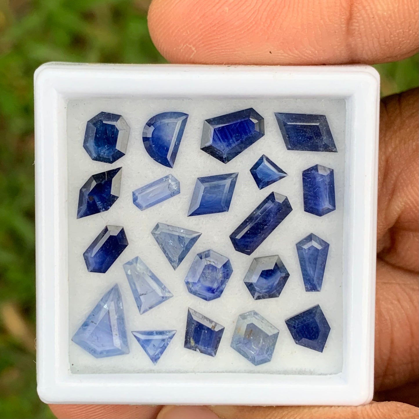 Blue Sapphire Portrait Cut Different Geometric Shape Tablets 10.90 Ct Loose Gemstone Parcel of 21 Stones