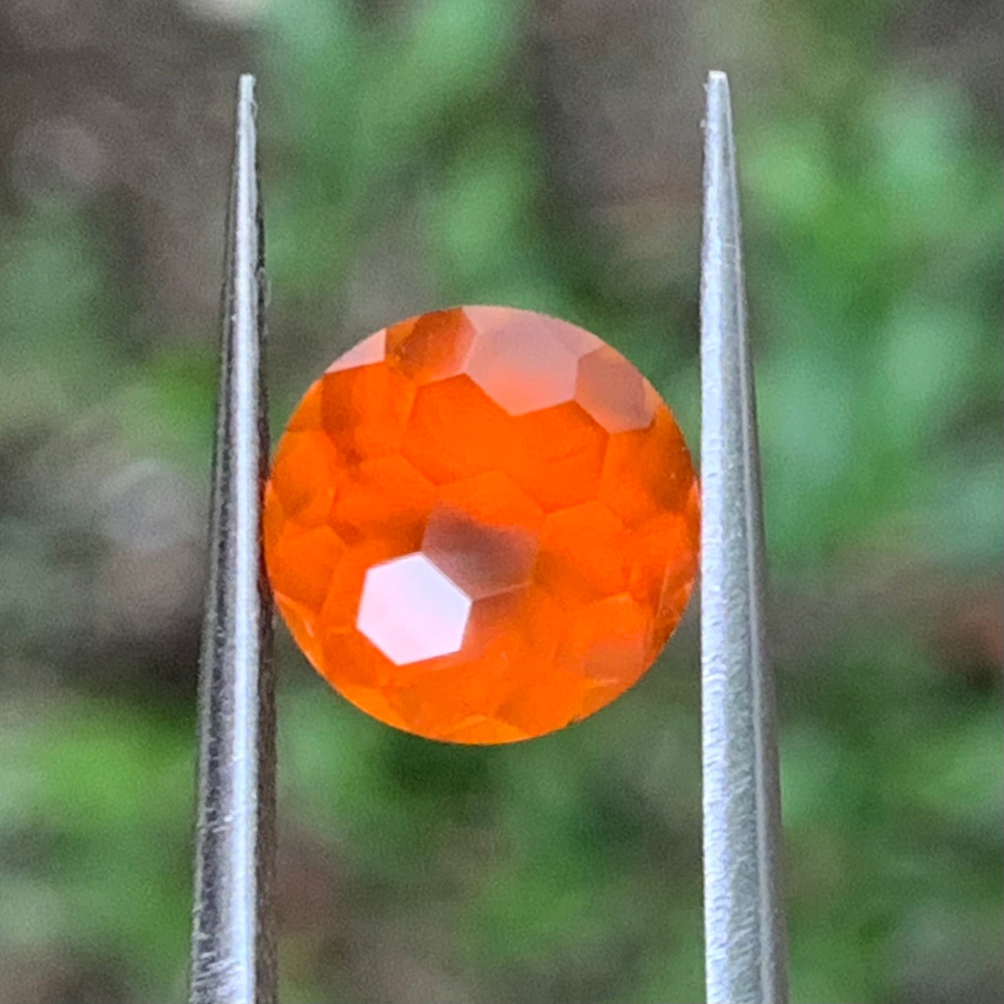 Orangish Garnet Round 8.2 mm / 2.58 Ct Fancy Football Cut Loose Gemstone For Contemporary Jewelry