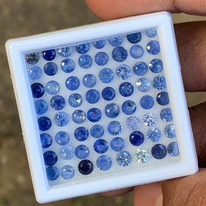 Blue Sapphire 3.3 - 3.7 mm Rounds 12.69 Ct / 64 Natural Loose Gemstone Parcel from Sri Lanka