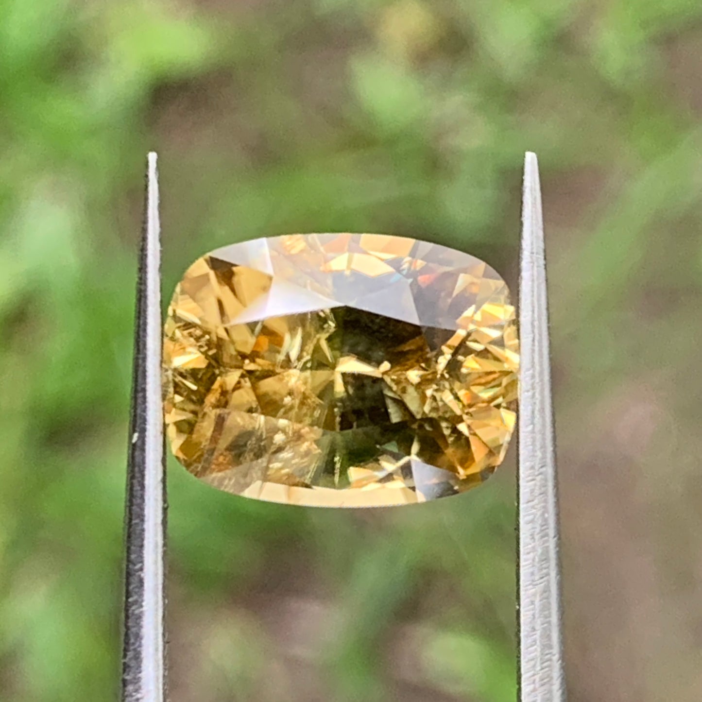 Brownish Yellow Zircon Rectangular Cushion Natural Certified 5.72 Ct Loose Gemstone