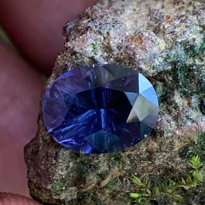 Deep Purple With A Velvet Touch Spinel Concave Cut / Fantasy Cut Oval 3.13 Ct Natural Loose Gemstone From Sri Lanka