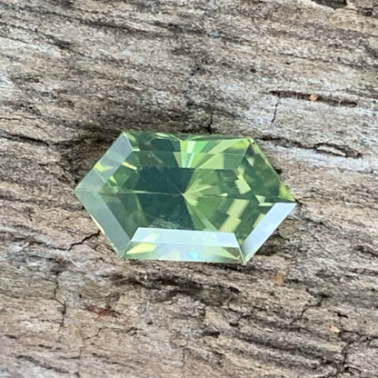Yellowish Green Zircon Elongated Hexagon Precision Cut 1.23 Ct Ceylon Natural Loose Gemstone
