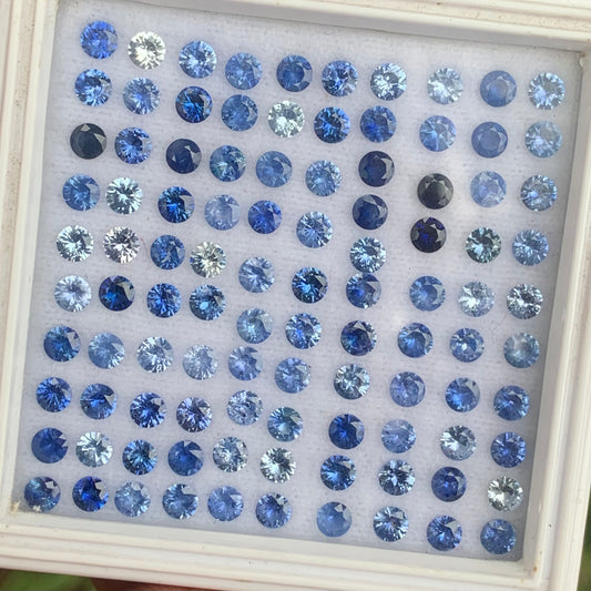 Blue Sapphire 3 mm Rounds 12 Ct Loose Gemstone Parcel of 101 Stones