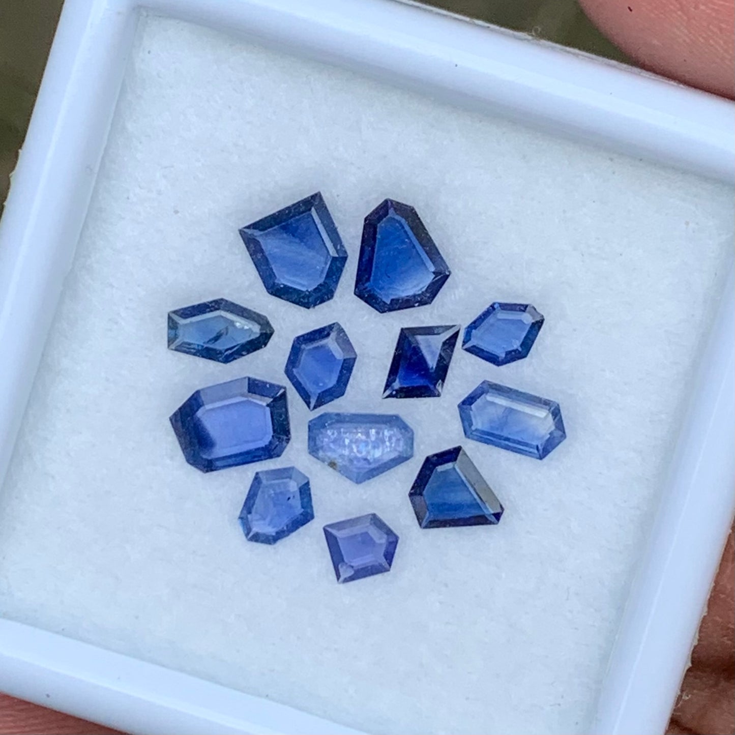 Blue Sapphire Portrait Cut Geometric Shape Tablets Natural Heated Only Loose Gemstone Parcel 3.08 Ct / 12 Gemstones From Sri Lanka