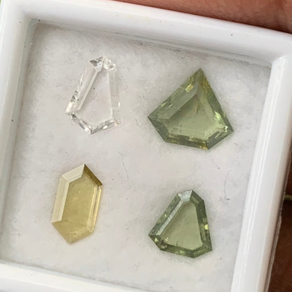 Zircon Portrait Cut Multicolor Geometric Shape Tablets Natural Loose Gemstone Parcel 2.11 Ct / 4 Gemstones From Sri Lanka