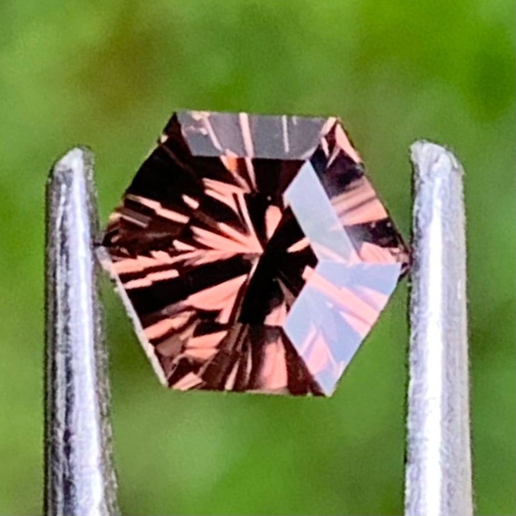 Brown Zircon Hexagon 0.64 Ct Concave Cut / Fantasy Cut Natural Loose Gemstone