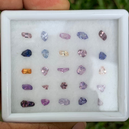 Sapphire Natural Unheated Fancy Geometric Shape Loose Gemstone Parcel 7.04 Ct / 25 Gemstones From Sri Lanka