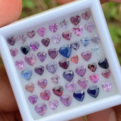 Unheated Sapphire Hearts Multicolor Loose Gem Parcel of 11.05 Ct / 63 Natural Gemstones For Fine Jewelry