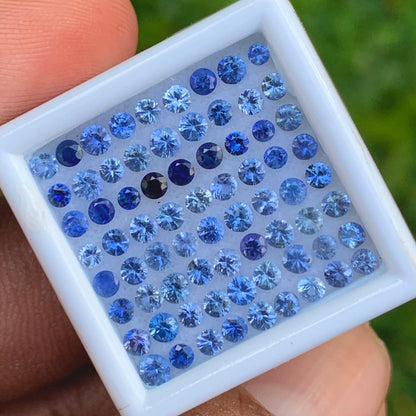 Blue Sapphire 1.7 - 2.6 mm Rounds 3.80 Ct Loose Gemstone Parcel of 72 Stones