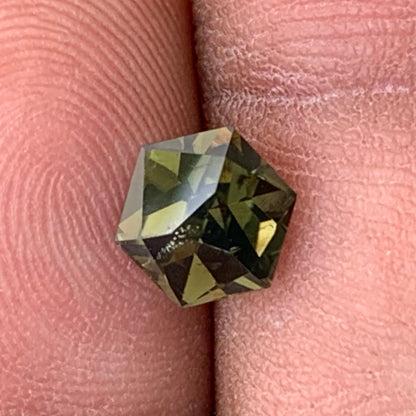 Deep Green Zircon Hexagon 2.15 Ct Unheated Natural Loose Gemstone