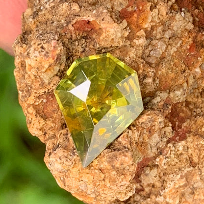 Lime Green Zircon Geometric Shape Shield 3.80 Ct Natural Unheated Loose Gemstone From Sri Lanka